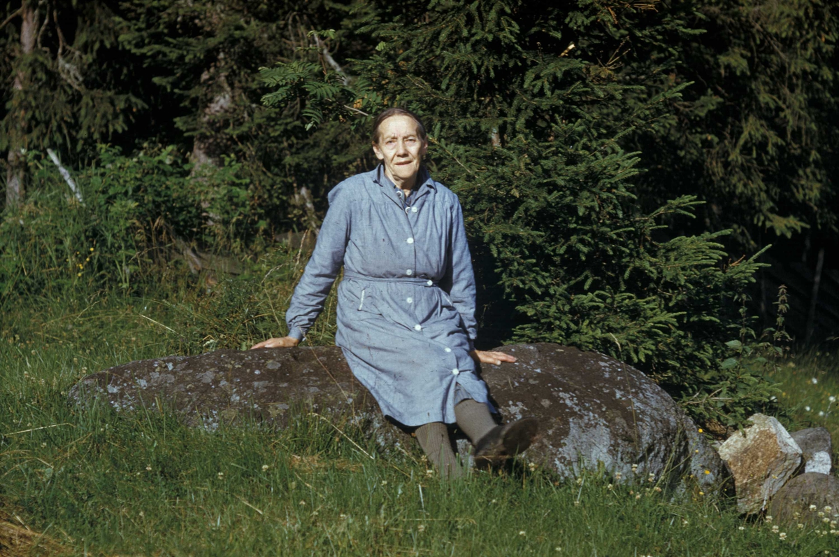 Portrett av kvinne. Mor til Alf Prøysen, Julie Mathiasdatter. Avbildet i Prøysen, Ringsaker, Hedmark.