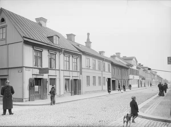 Hörnet Kungsängsgatan - Bäverns Gränd, Kvarteret Brynhild, Uppsala 1901 ...