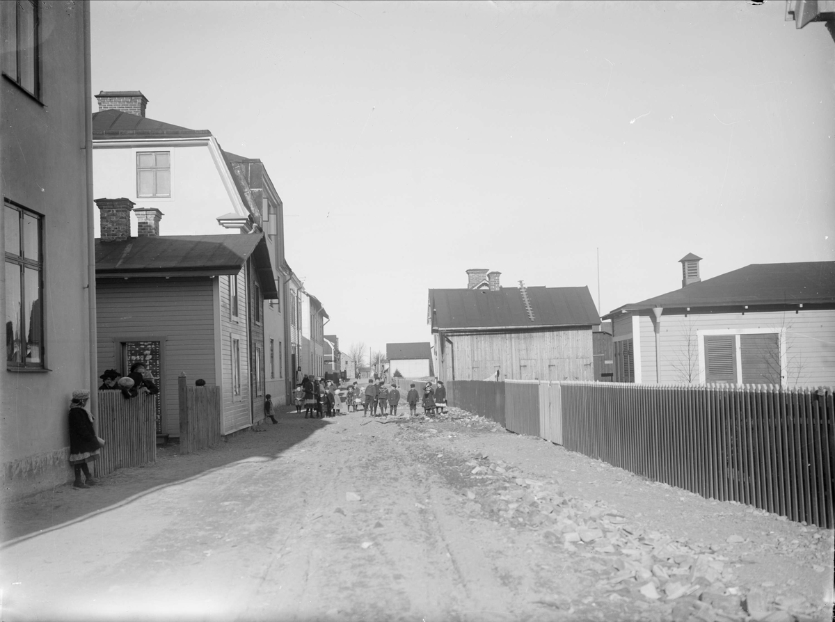 Dalgatan från Vindhemsgatan, Luthagen, Uppsala 1901 - 1902
