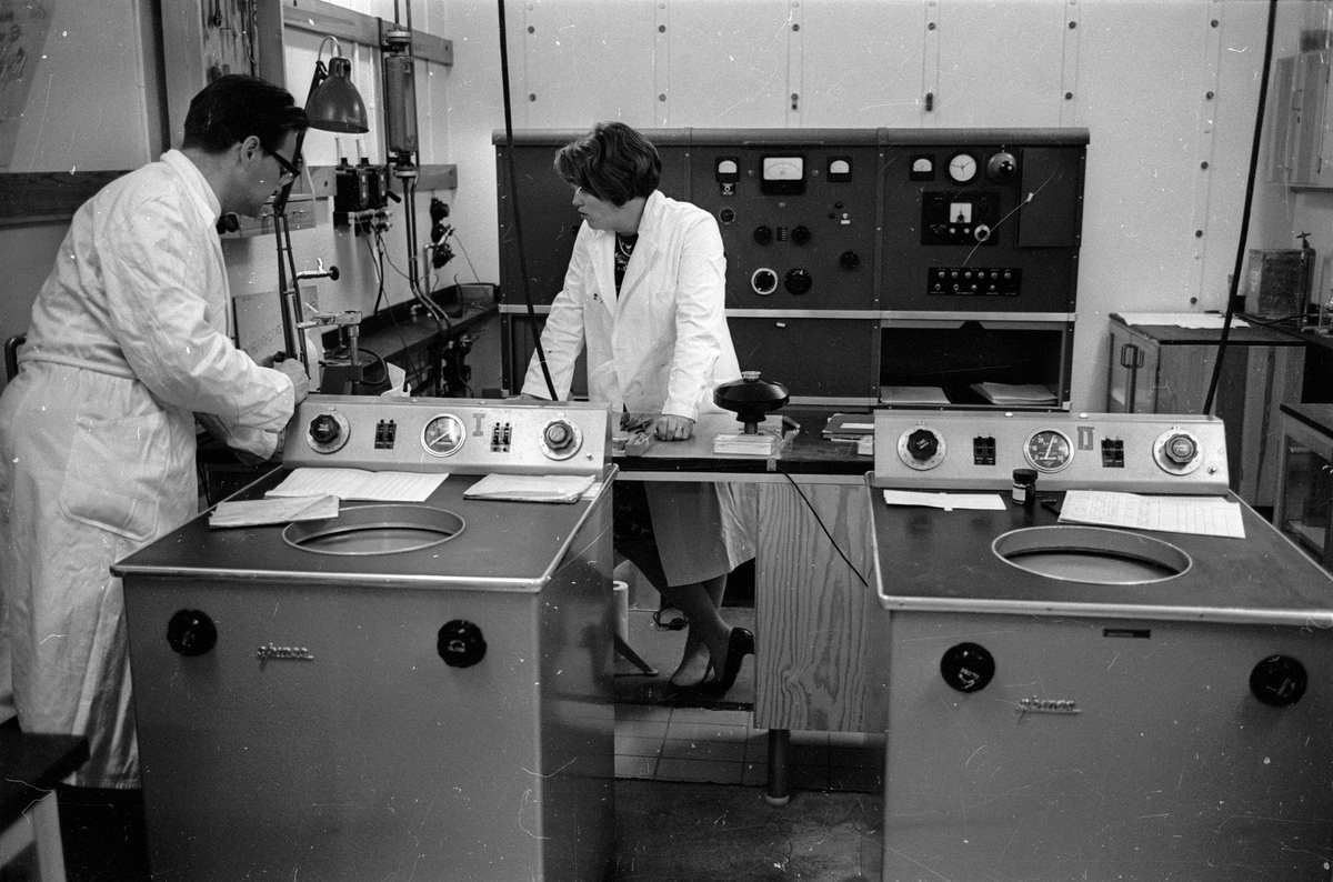 Jerker Porath och Maggie Miller i arbete, Biokemiska institutionen, Uppsala universitet 1965