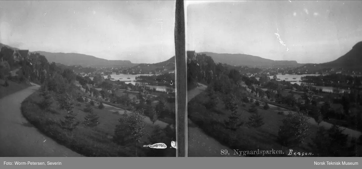 Stereobilde av Nygårdsparken i Bergen
