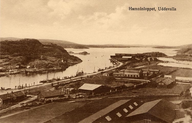 Tryckt på kortet: "Hamninloppet, Uddevalla."