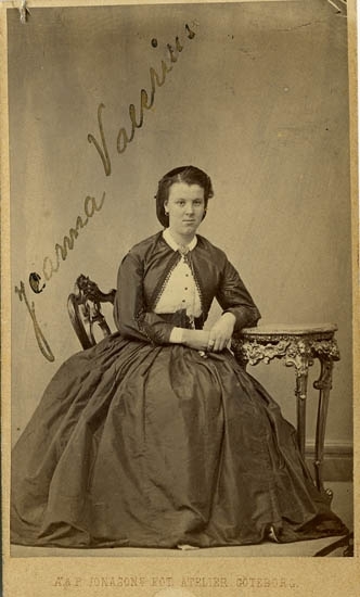 Text på kortets baksida: "Jeanna Valerius, f. Hedberg".