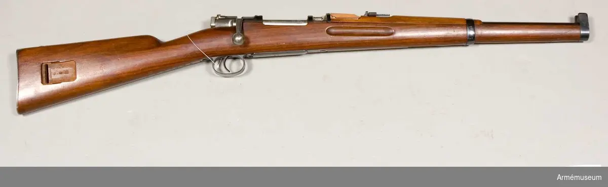 Grupp E  II f
Vapnet överenstämmer helt med AM 4596, men för att visa inrättningen av mekanism och pipa blev karbinen 1897 delvis genomskuren vid Carl Gustafs stads gevärsfaktori.