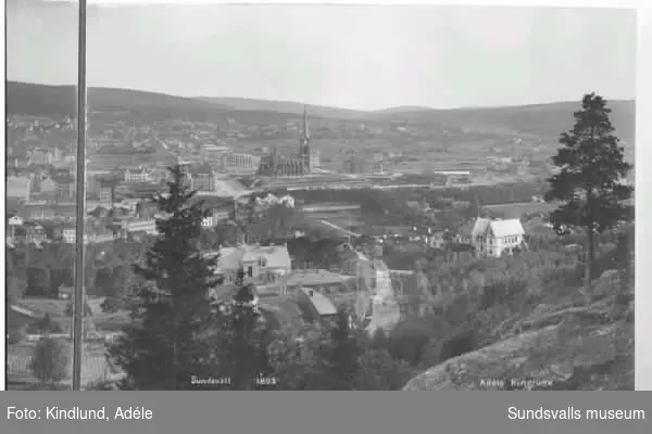 Vy från Norra stadsberget över Sundsvall, 1895