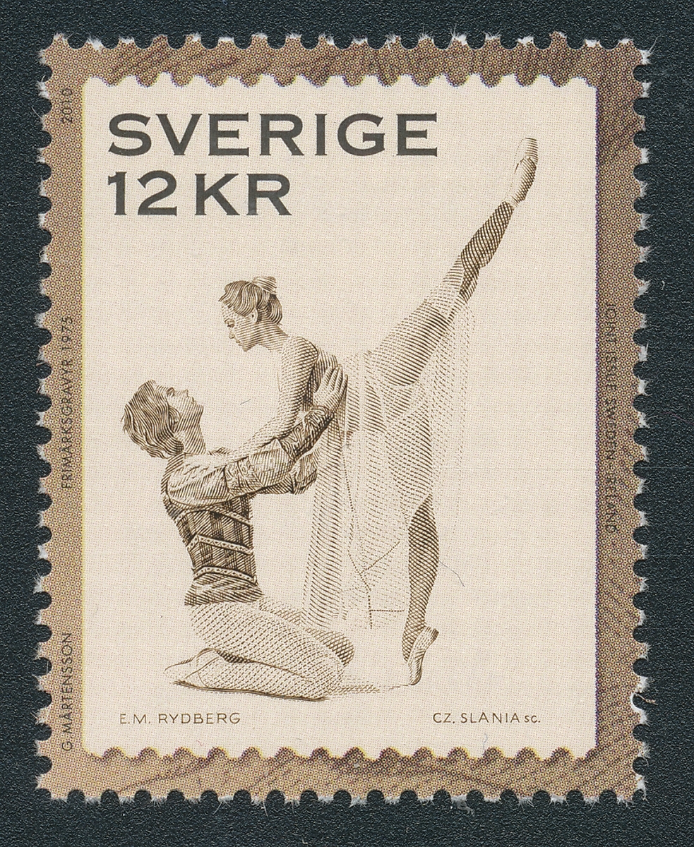 Frimärke: Frimärket Balett, graverat av Czeslaw Slania 1975.