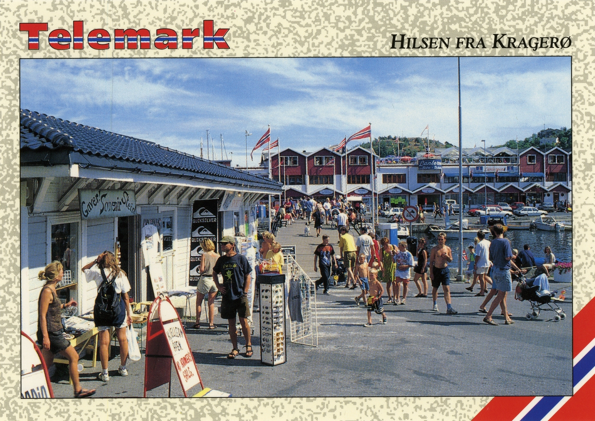 Postkort fra Kragerø, lilletorvet ved bybrua