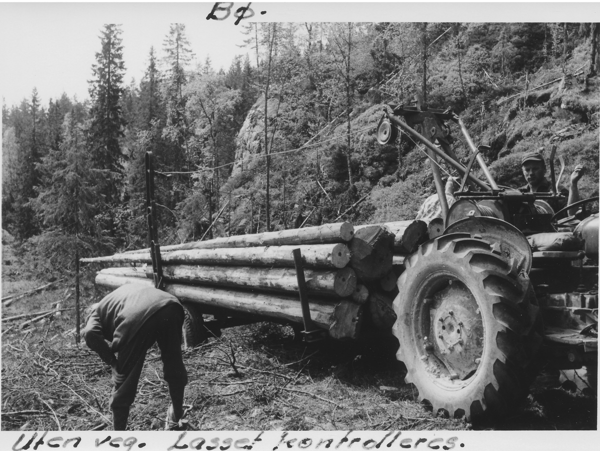 Bø 1965. Uten veg. Lasset kontrolleres. - Telemark Museum / DigitaltMuseum