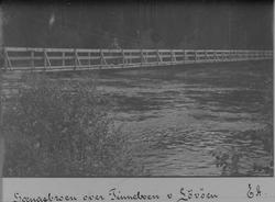 Hengebroen over Tinnelven ved Løvøen, eller Lauvøya. Ligger 