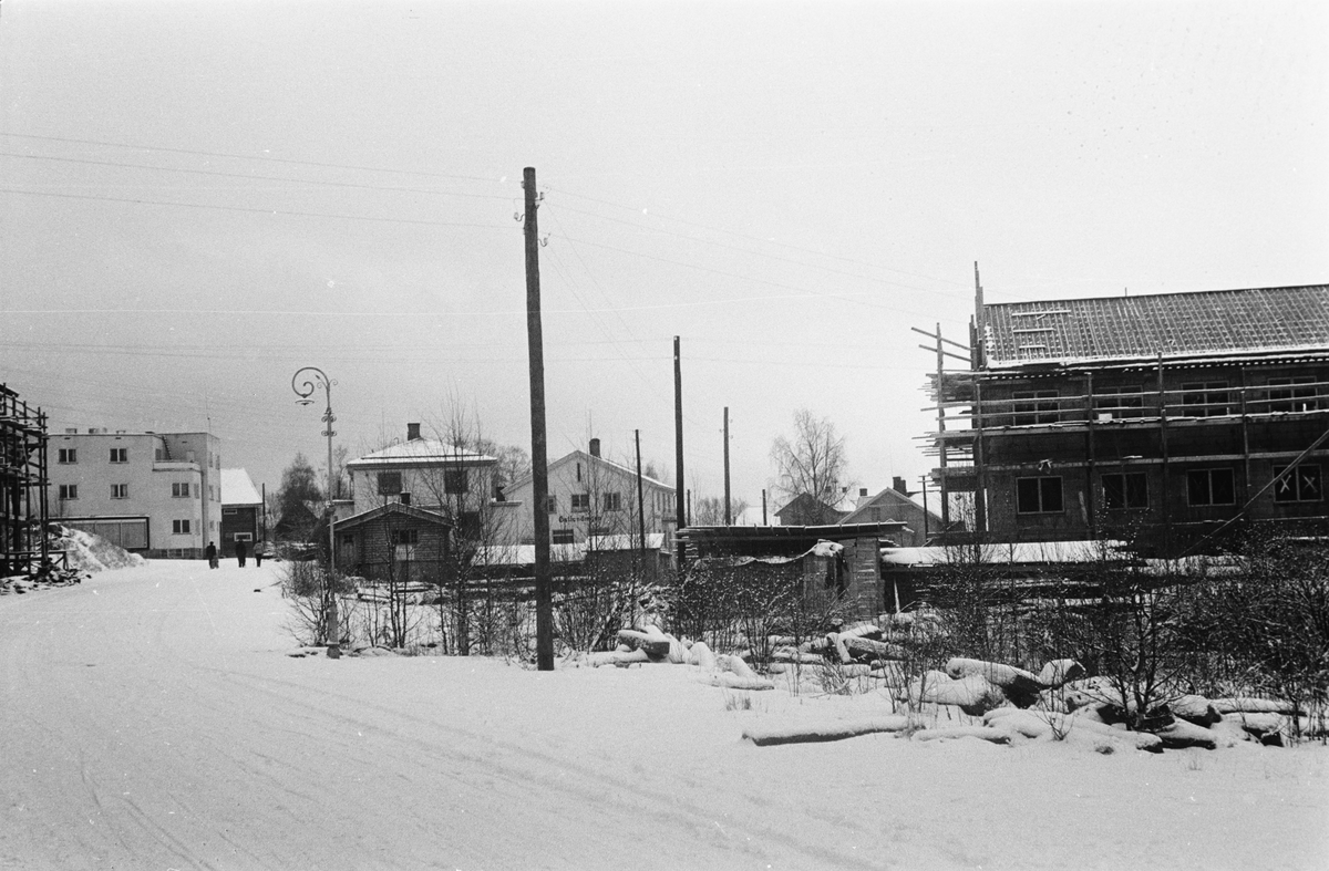 St. Olavs gate. Leiret, Elverum. Ruiner og gjenoppbygging. 