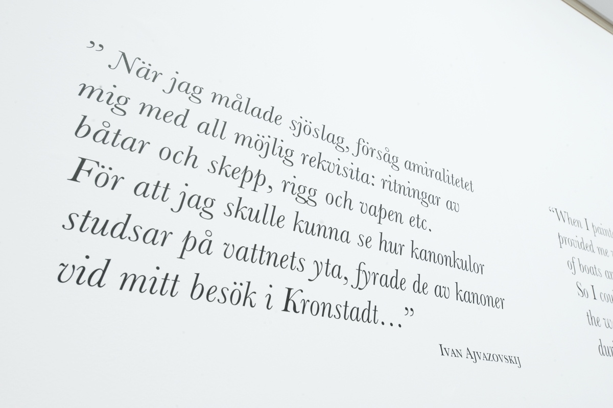 Dokumentation av utställningen  "Ajvazovskij mästaren" som visades på Sjöhistoriska 2011