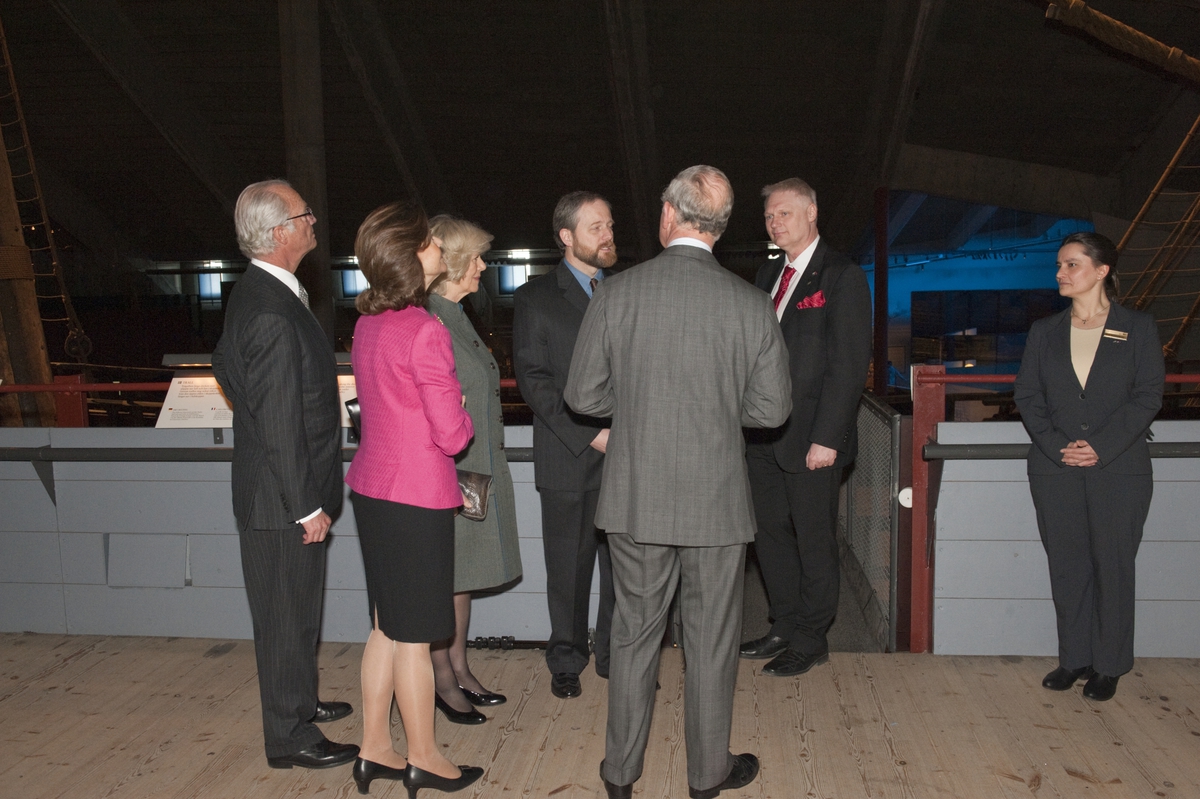 Prins Charles och hertiginnan Camilla och det svenska kungaparet besöker Vasamuseet 2012.