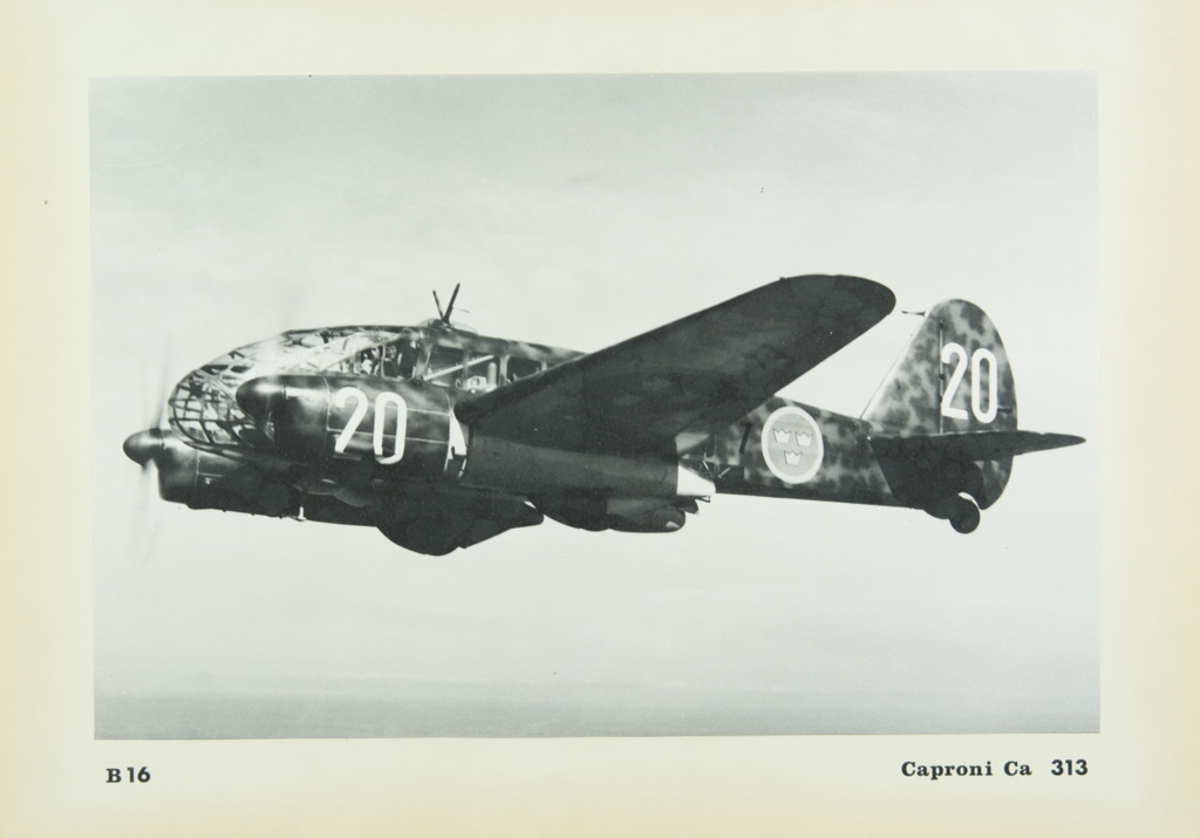 Inglasat foto på flygande B 16 Caproni Ca 313