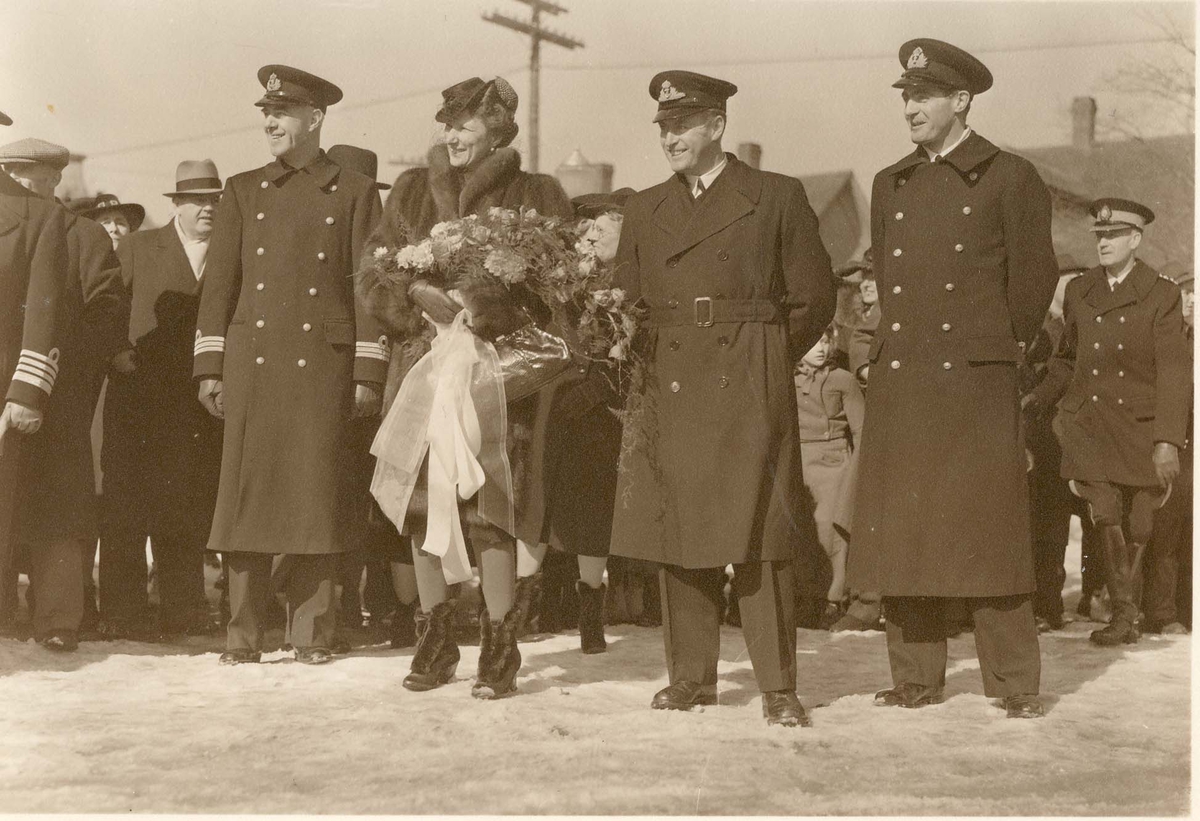 Motiv: Sjøforsvarets skytterskole Camp Norway, Kronprinsesse Marhta på besøk 1941