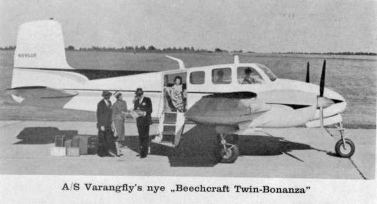 Ett fly på bakken, A/S Varangerfly's nye "Beechcraft Twin-Bonanza"

g