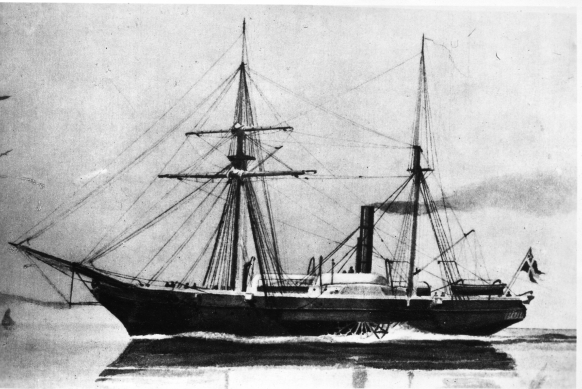 Ångkorvetten Thor till ankars 1850-tal. Reproduktion