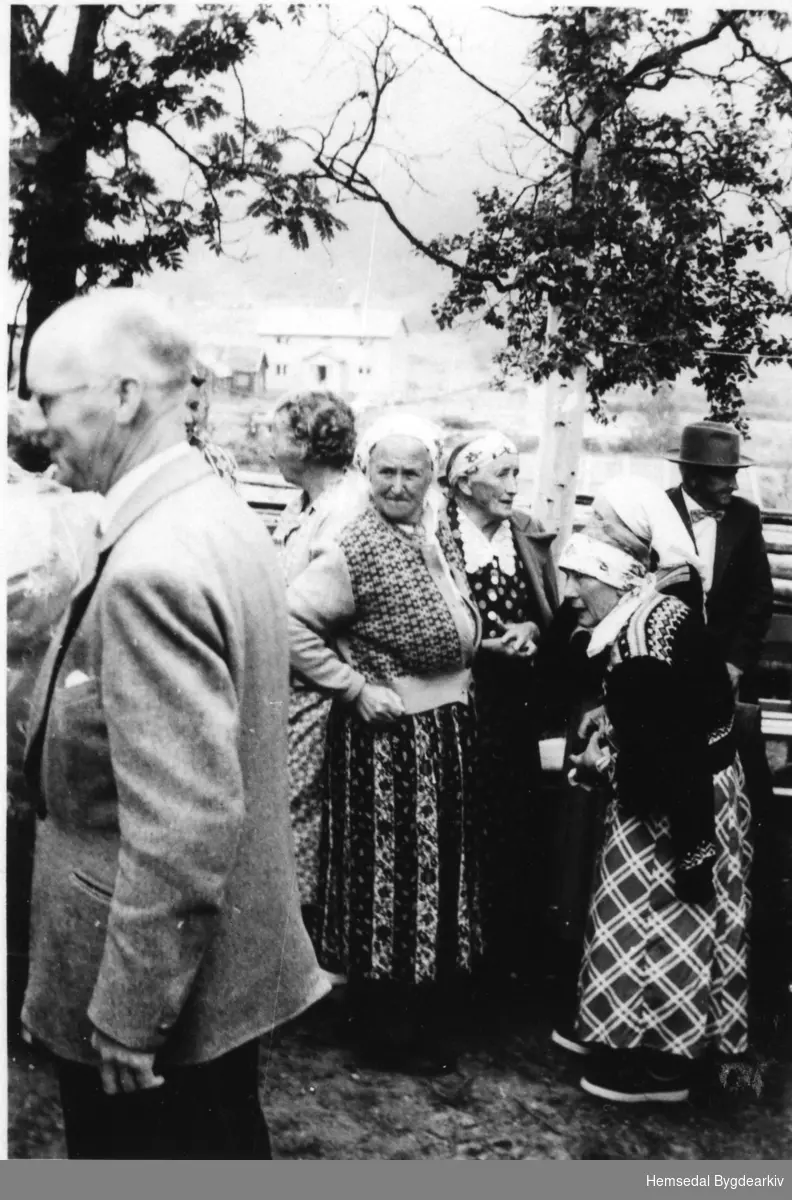 Fetamessa 2. august 1959 i Hemsedal.
Frå venstre: Johannes Ødne, nr. 2 Ukjend; nr.3 Barbo Rudningen; nr. 4 Margit Hølto