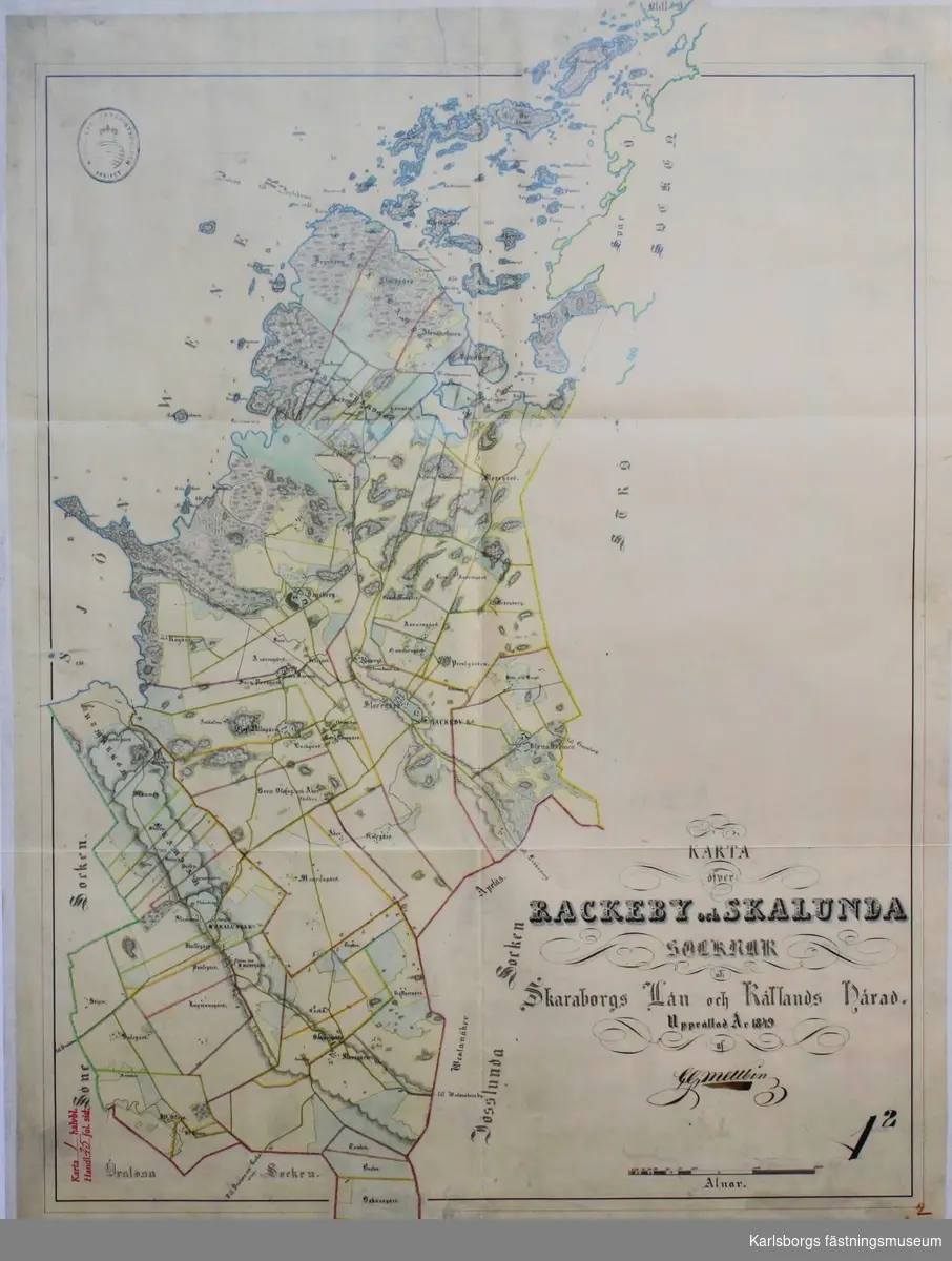 Karta över Rackeby och Skalunda socken uti Skaraborgslän och Rållands hårad.