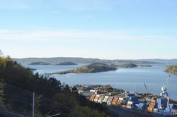 Utsikt fra Ekeberg, havn, fjord, panorama, Bjørvika, Barcode