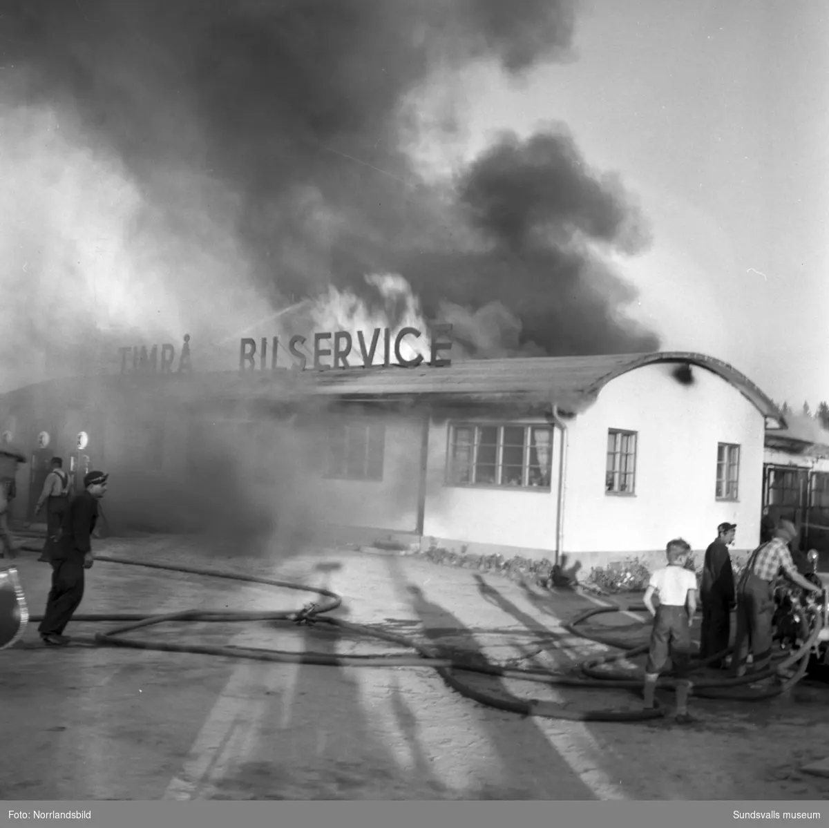 Timrå Bilservice brandhärjas 1953.