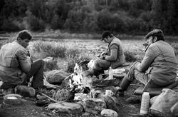 Landskap med person(er).