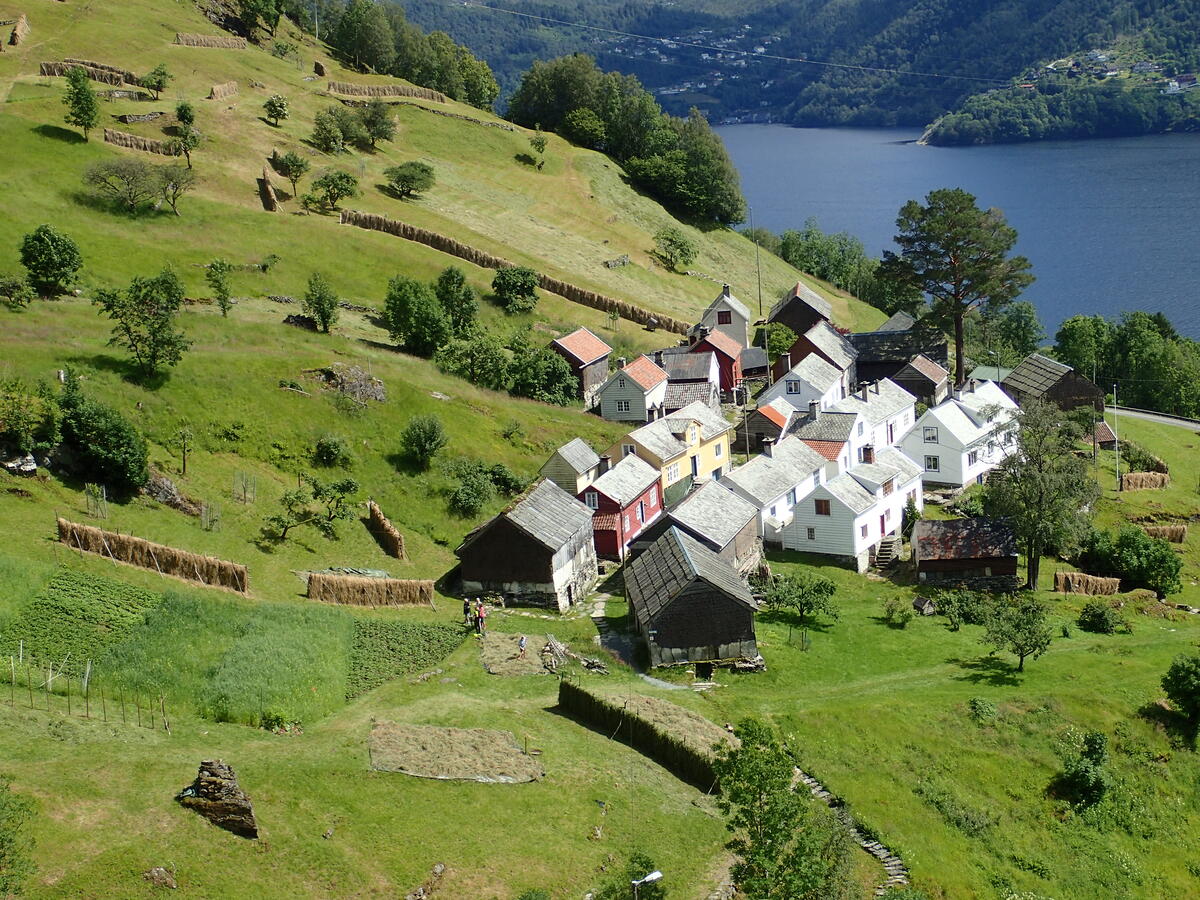 Klyngetunet Havrå på Osterøy i solskin