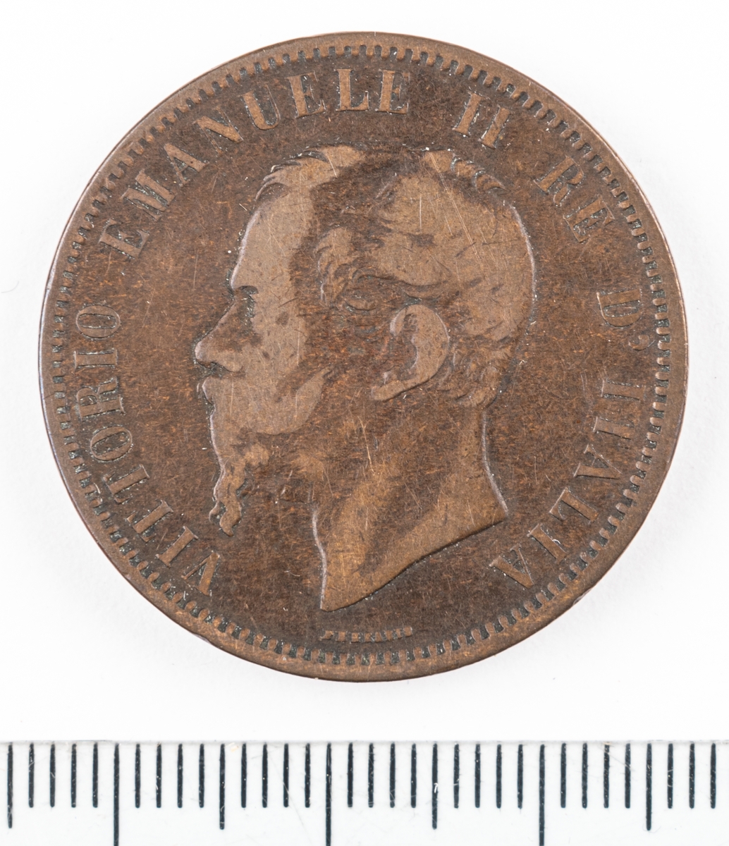 Mynt Italien 1862, 10 Centesimi.