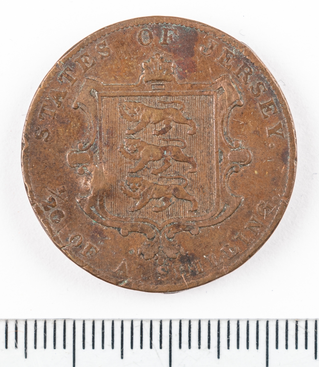 Mynt Jersey 1844, 1/26 Shilling.