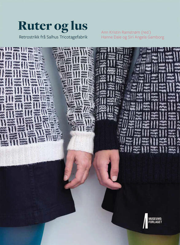 bokomslag til strikkeboka "Ruter og lus", nærbilete av to damer med strikkegenserar med grafisk mønster (Foto/Photo)