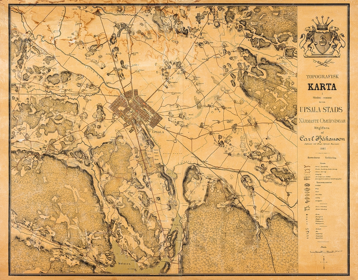 Karta Uppsala stad, original 1883