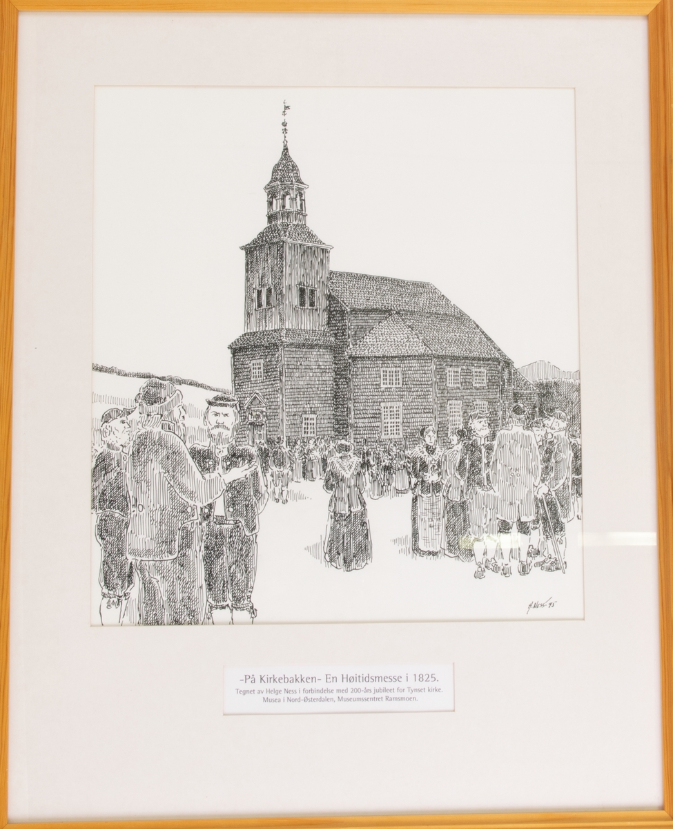 På kirkebakken - En høitidsmesse i 1825 [Tegning]