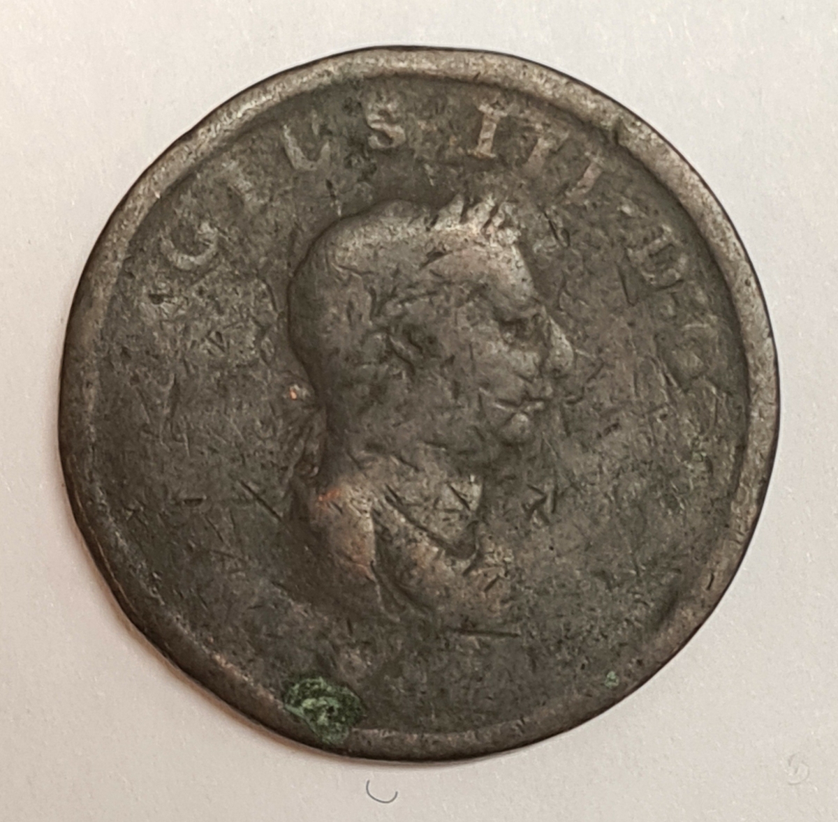 Tre mynt från Storbritanien.
½ Penny, 1806
½ Penny, 18?
½ Penny, 1806