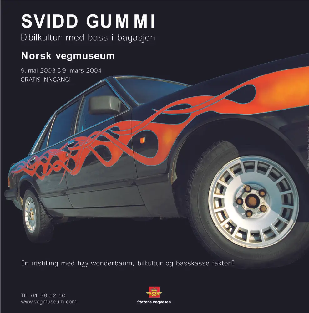 Plakat til utstillingen Svidd gummi