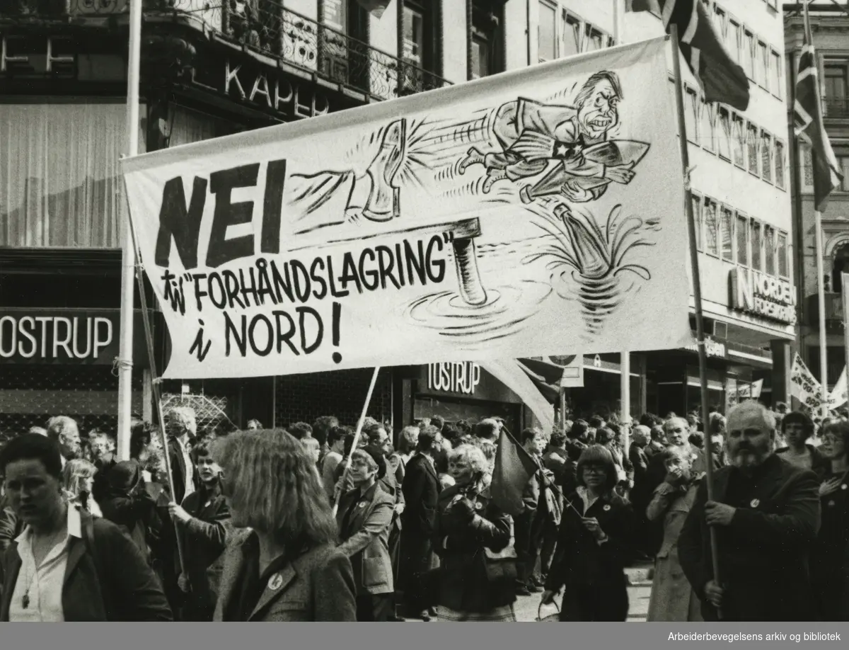 1. mai 1980, Oslo. Parole: Nei til forhåndslagring i nord!