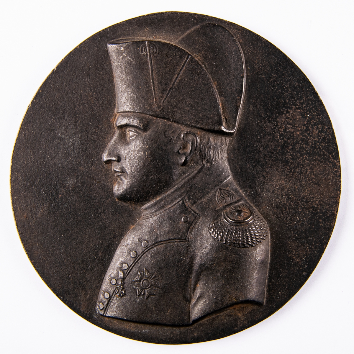 Porträttmedaljong föreställande Napoleon I. Järn.