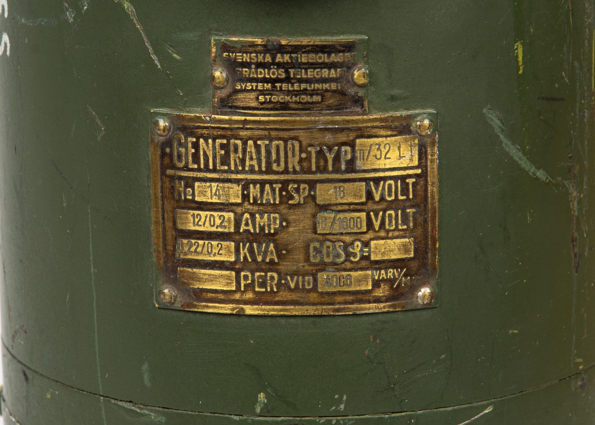 Generator till flygradio FR m/32.