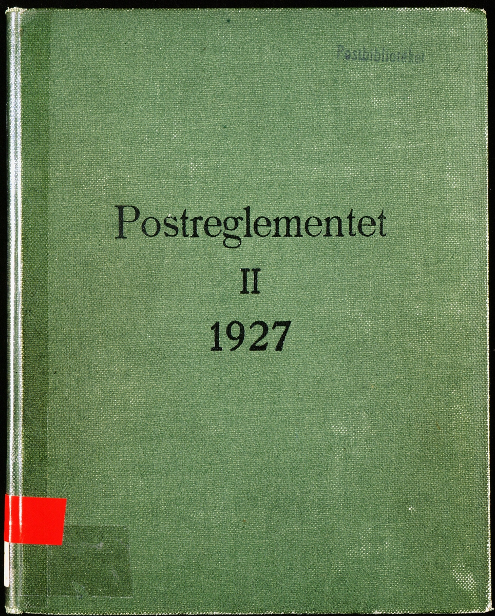 postmuseet, bøker, postreglement II 1927, forside