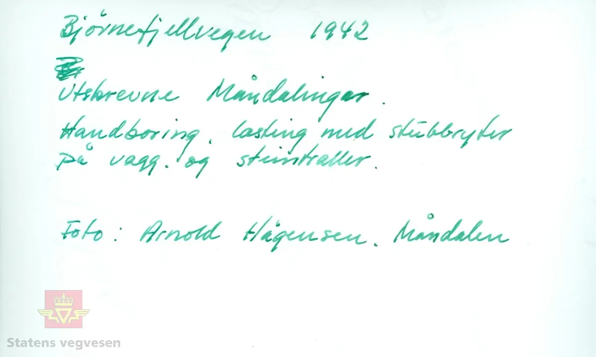 Utskrevne Måndalinger fra Romsdalen på Bjørnefjellvegen i 1942.

