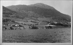 Landskap frå Vaka i Ølen sett mot nordvest, ca. 1950. Garden