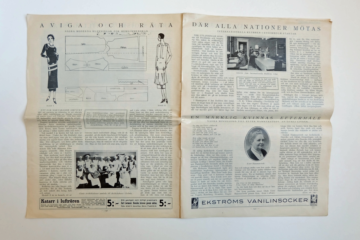 En artikel i tidningen Idun om Ester Hammarstedt som dog den 23 januari 1925.

Tidningen kom ut i februari samma år och kostade 35 öre.