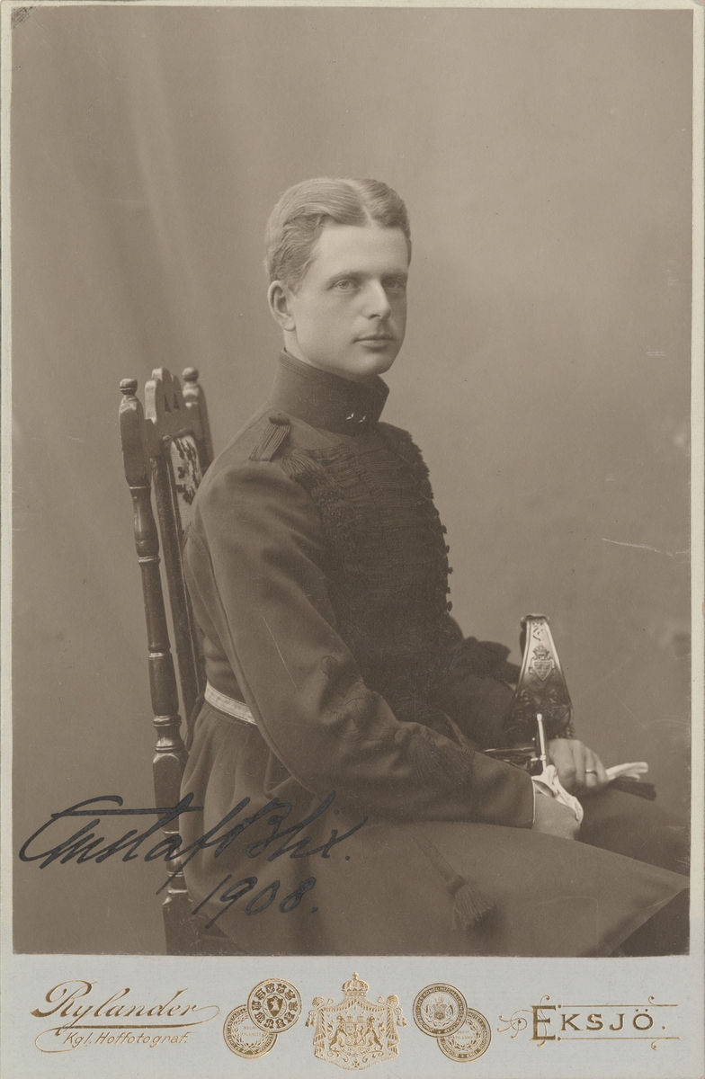 Porträtt av Gustaf Blix, löjtnant vid Smålands husarregemente K 4.