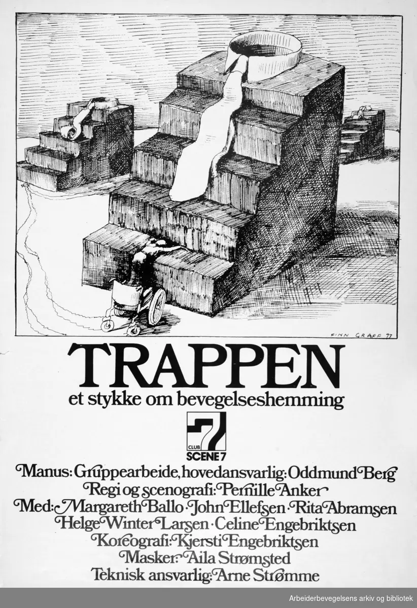Club 7. Scene 7: "Trappen". 1975. Illustrasjon av Finn Graff.