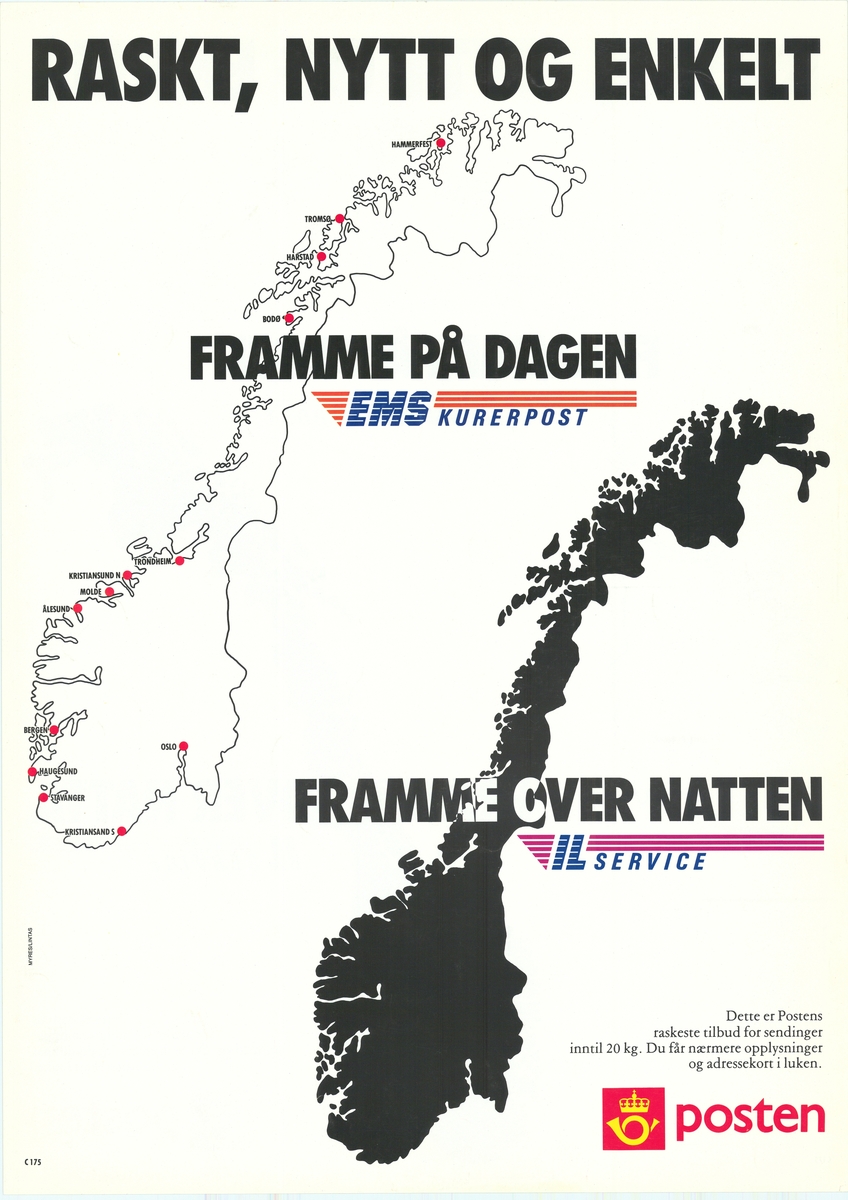 Tosidig plakat med likt motiv. Tekst på bokmål og nynorsk på hver sin side. Størrelse 50x70 cm.
