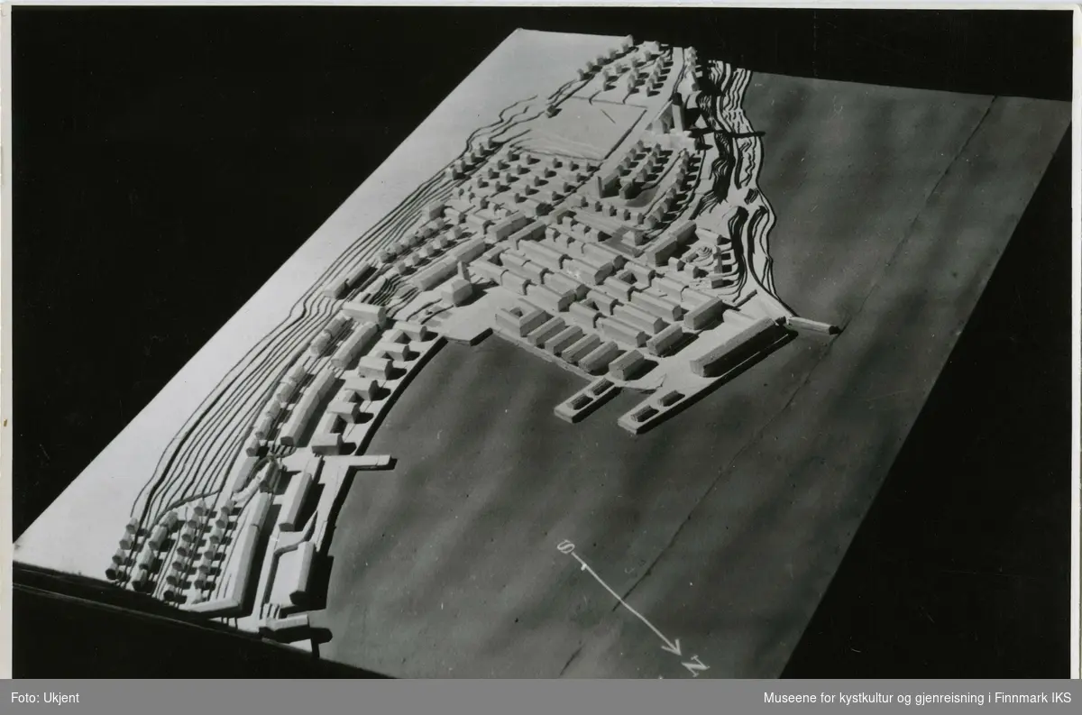Foto av modell for gjenoppbygging av Hammerfest sentrum.