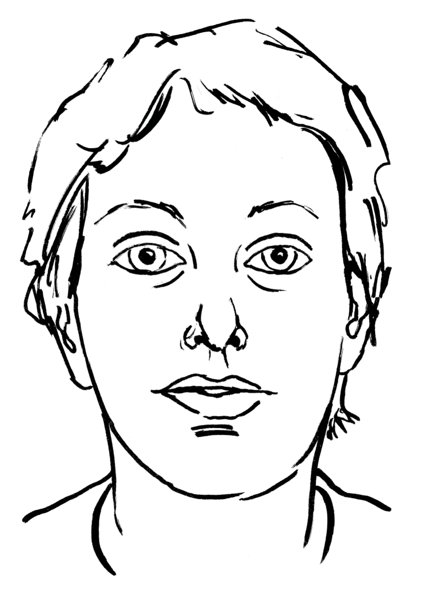Drawing illustrating a woman.