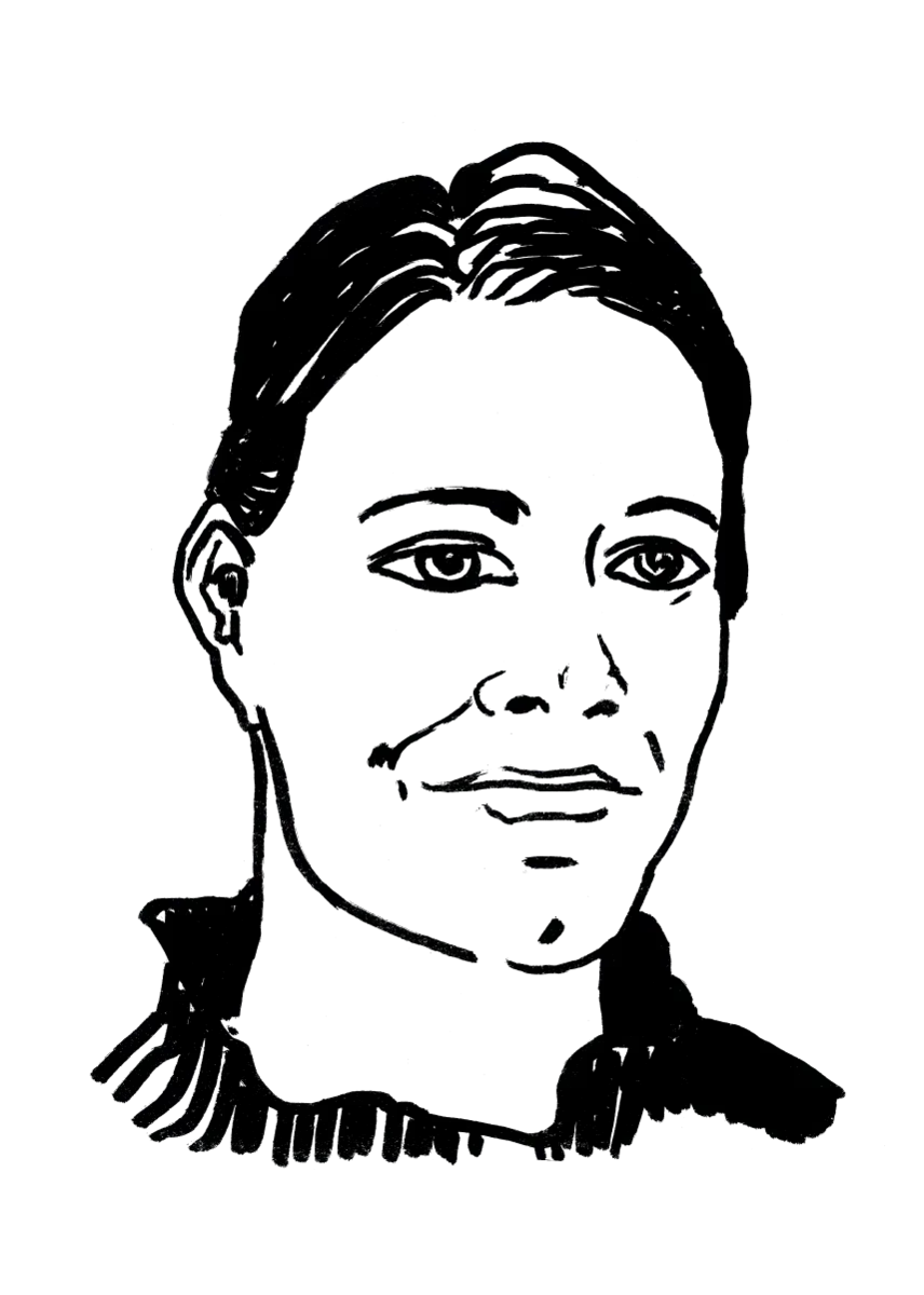 Drawing illustrating a woman.