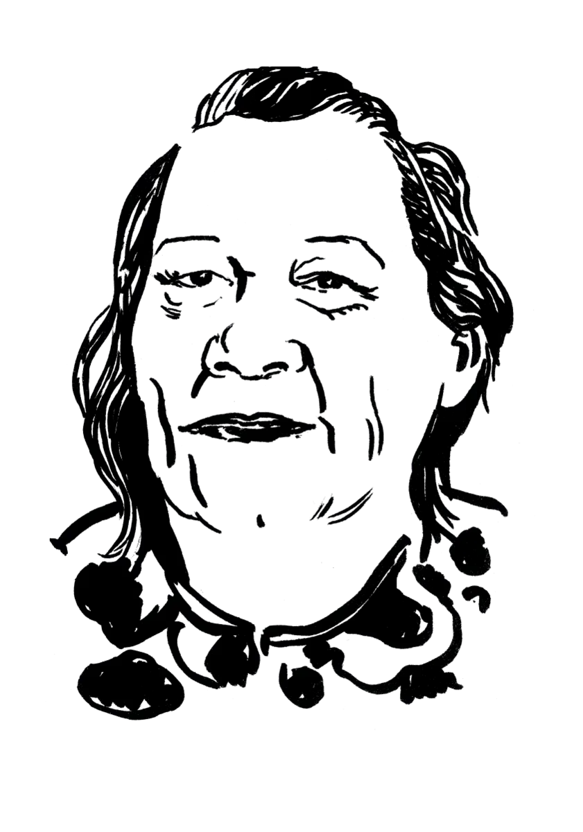 Drawing illustrating a woman.