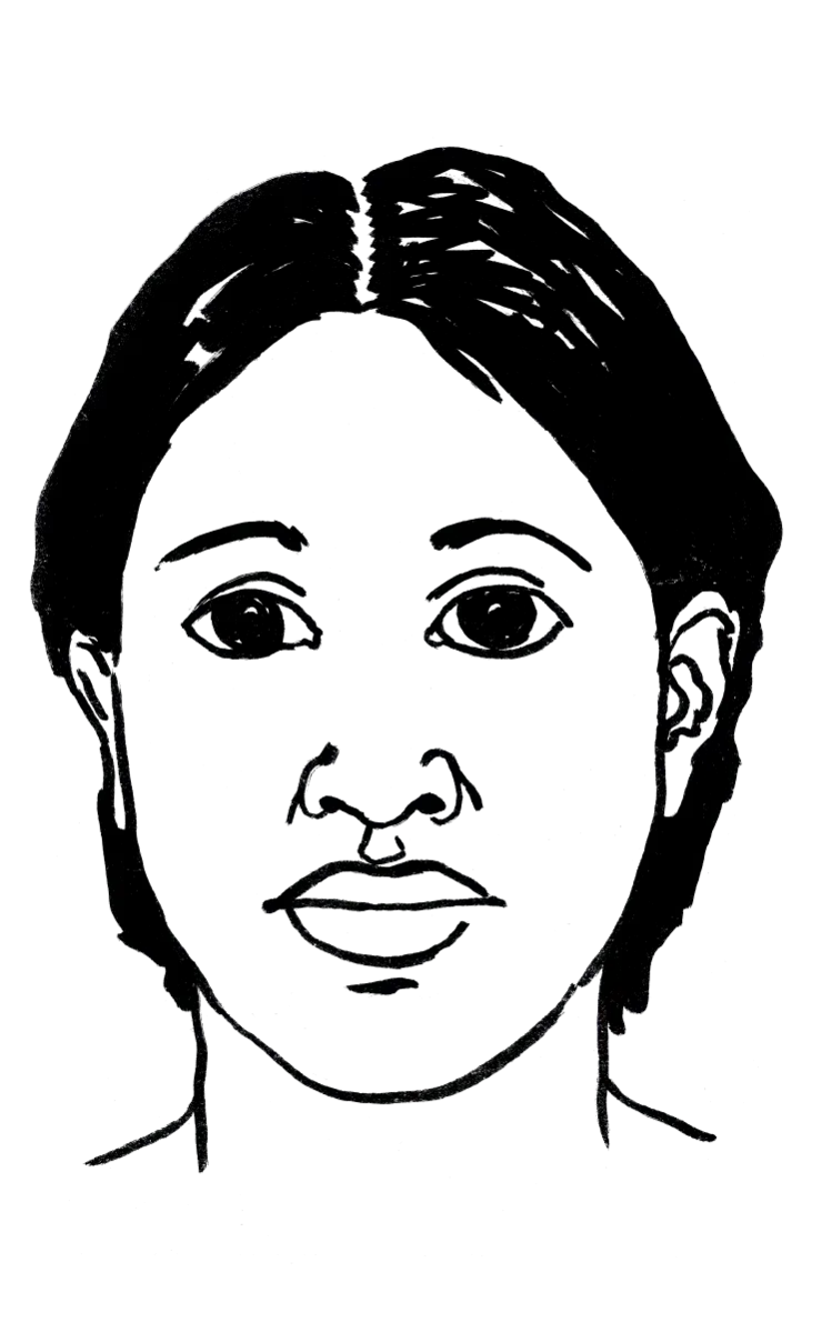 Drawing illustrating a woman.