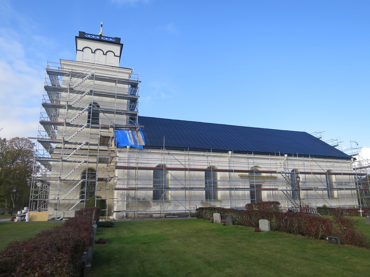 Edshults kyrka under restaurering, Edshults socken, Eksjö kommun.