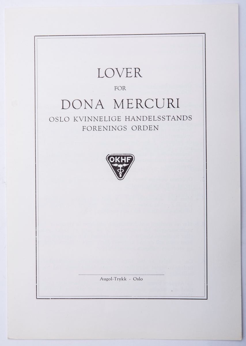 Tre trykte hefter med Dona Mercuris lover. To ulike utgaver.